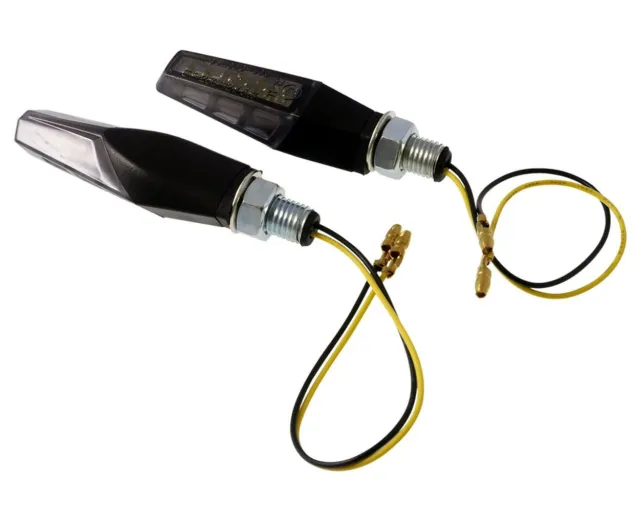 indicateur LED paire moto GILL, noir, verre teinté, M10, 60x24,5x15,5mm