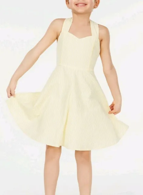 Rare Editions Little Girl's Seersucker Bow-Back Fit & Flare Dress-Size-5 or 6X