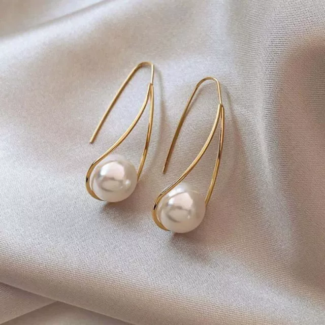 Elegant Big Pearl Ear Stud Earrings Drop Dangle Women Wedding Jewelry Party Gift