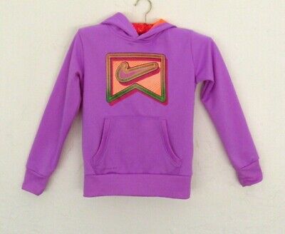 Purple & orange Nike Therma-Fit hoodie orange logo - Girls Small