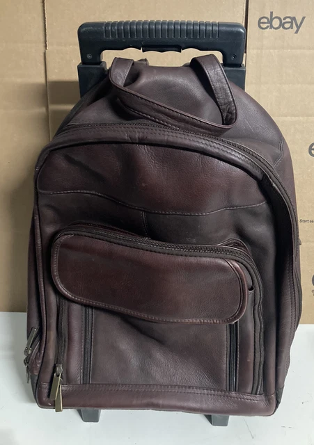 Rolling Backpack Leather Wheeled Travel Carry on Luggage Colombian Bag Suitcase