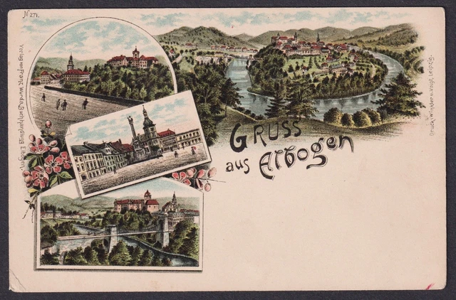 Gruss Aus IN Ceramica Eger Castello Loket Ak Litho Boemia Bohemia Cesko Czech