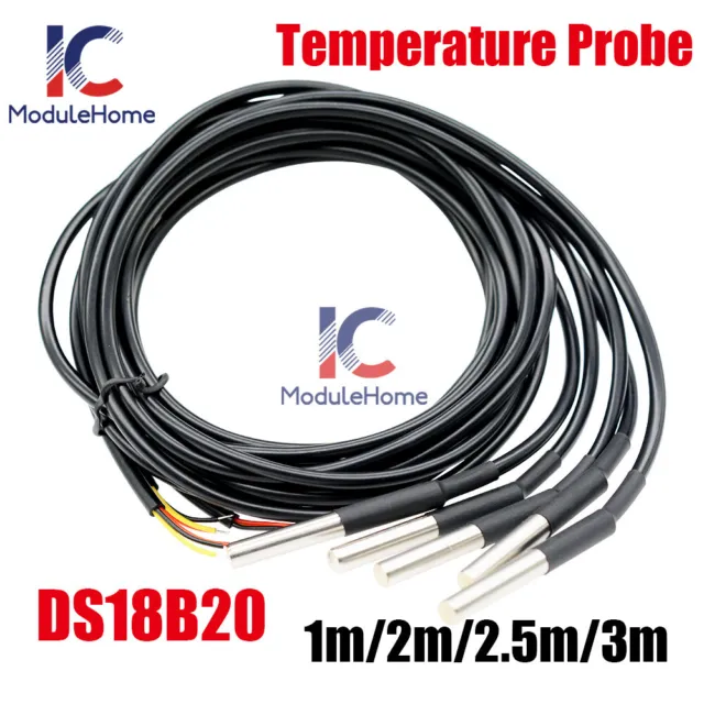 1/2/2.5/3m DS18B20 Waterproof Digital Temperature Sensor Thermal Probe -55-125°C