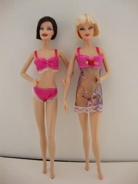 DOLL BRA & Underwear Set in Pink & Multi Color w/Nightgown For Barbie Doll  £4.36 - PicClick UK