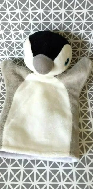 Doudou marionnette pingouin blanc noir gris Nature Planet