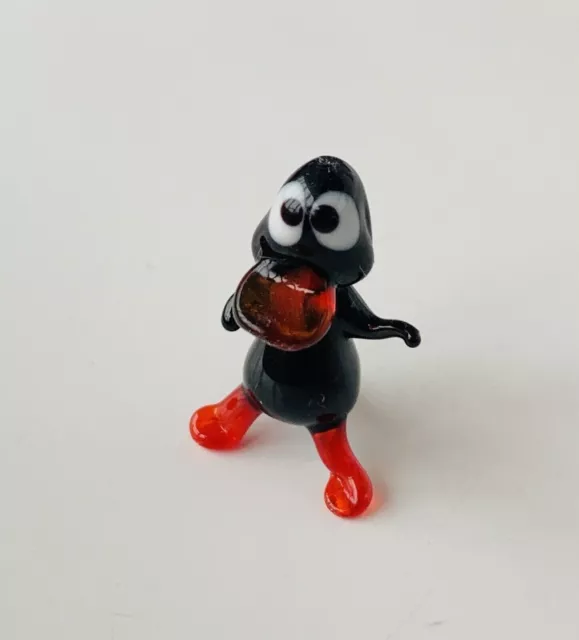 Mr. Duck~Mini Collectible Hand Blown Art Glass Figurine~Handmade Tiny Animal~Fun 2