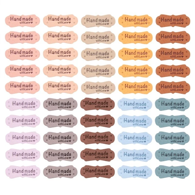 50Pcs PU Leather Labels Tags for Handmade DIY Hats Bags with LoveG8