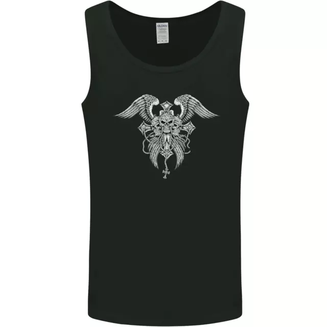 Cross Skull Wings Gothic Biker Schwermetall Herren Weste Tank Top