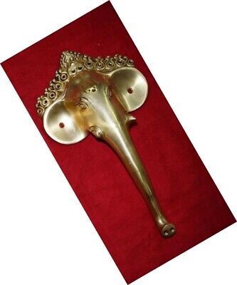 Brass Crown Ganpati Door Handle Elephant Ganesha Head Restaurant Door Pull EK779