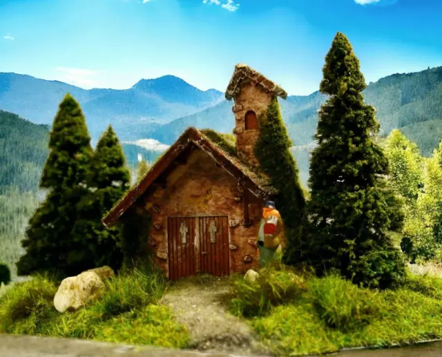 Diorama H0/1:87 Miniatur Bergkapelle handgefertigtes Unikat # patiniert#begrünt