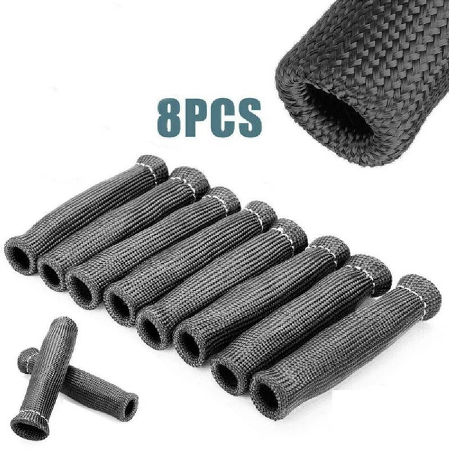 8Pcs 1200° Spark Plug Wire Boots Protectors Sleeve Heat Shield Cover For SBC BBC