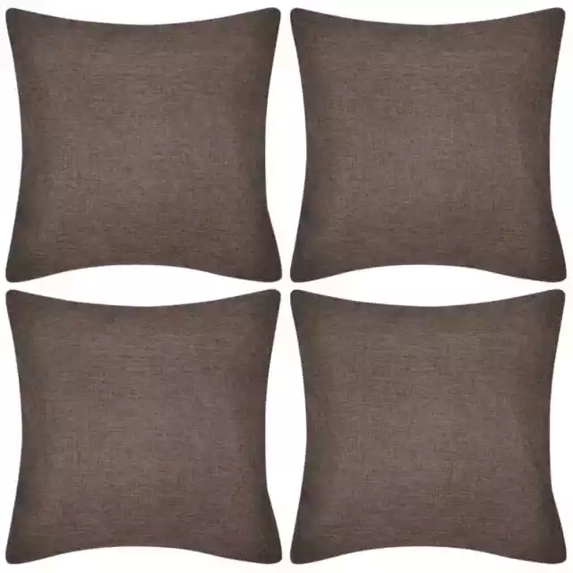 4 Brown Cushion Covers Linen-look 40 x 40 cm