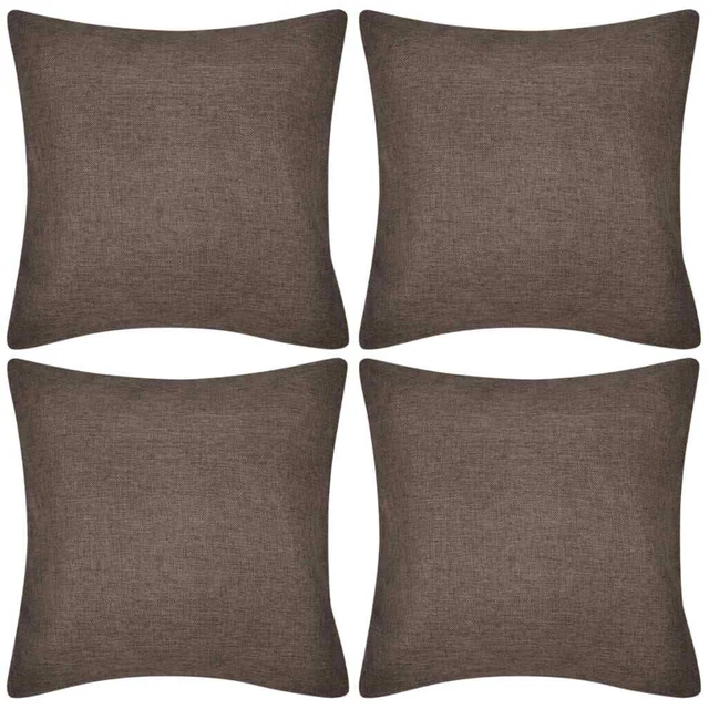 4 Brown Cushion Covers Linen-look 40 x 40 cm