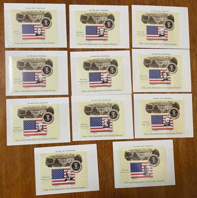 Liberia Stamps Souvenir Sheet US Presidents Lot of 11 Mint Never Hinged