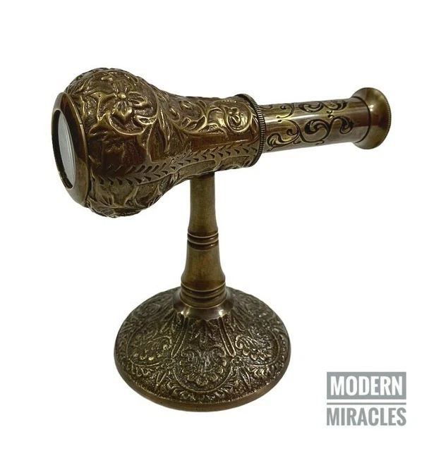 Telescopio de latón náutico grabado Spyglass de 6" con soporte de latón...