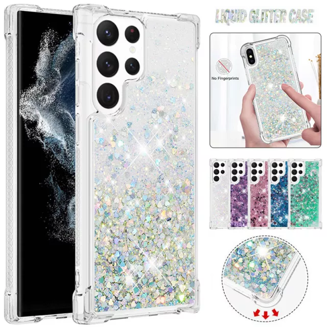 For Samsung S24 S23 S22 S21 20 FE Ultra Plus Case Shockproof Liquid Glitter Cove