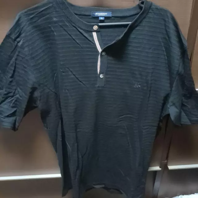 Men size XL T shirt Burberry London Black striped T-Shirt Tops original