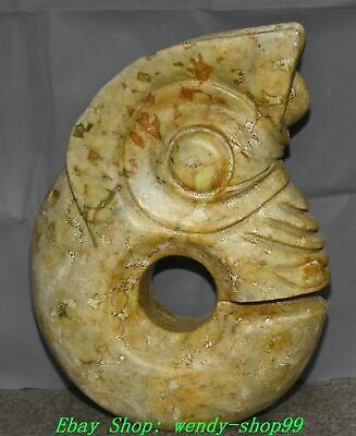 18" Chinese Hongshan Culture Old Jade Carve Pig Dragon Hook Gou Fetus Statue