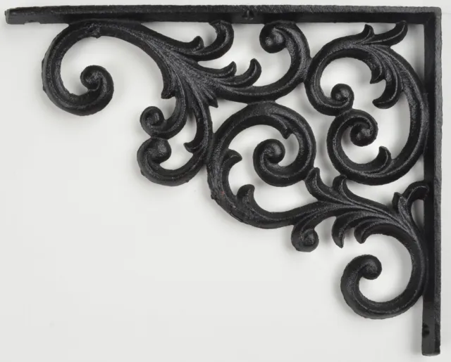 Ornate Vine Wall Shelf Bracket Black Cast Iron Brace Crafting Supplies