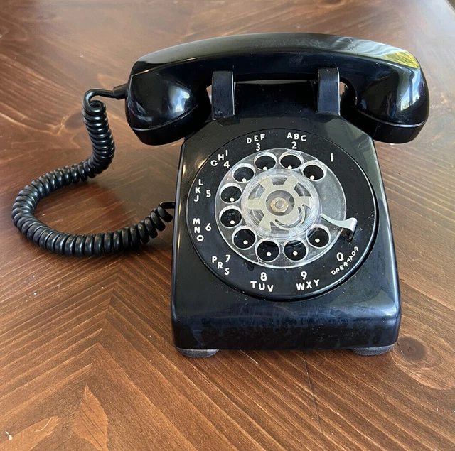 1956 Western Electric model 500 Bell System Black Rotary Phone MCM w/ clips