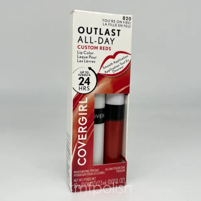 Nuevo color de labios CoverGirl Outlast todo el día - 820 ¡Estás en llamas!