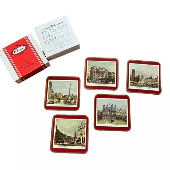 Vintage 1960’s Pimpernel 19th Century London Print Coasters (5) Rounded Corner