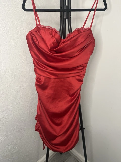 OH POLLY ON The Prowl Red Satin Mini Dress - Size 8 20.42 - PicClick UK