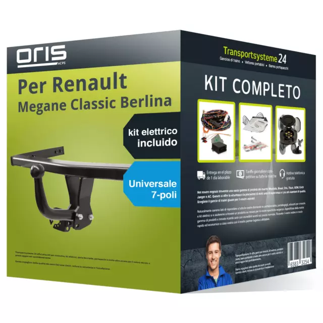 Gancio traino fisso per Renault Megane Classic B. 03- e un e-kit uni 7 poli kit