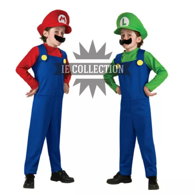 SUPER MARIO BROS. VESTITO COSTUME MARIO E LUIGI carnevale cosplay dress  cappello EUR 34,90 - PicClick IT