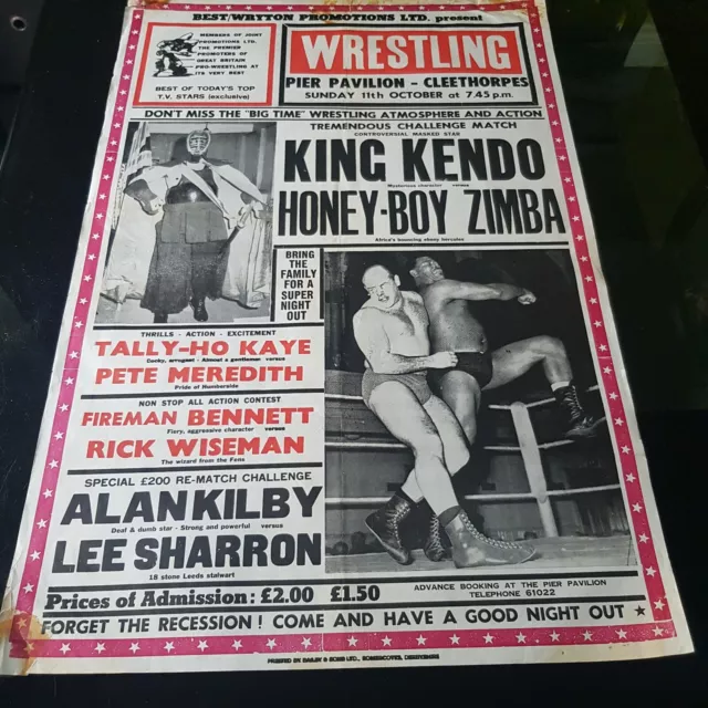 British Wrestling Poster King Kendo Honey Boy Zimba,Uk Ringside Glory Years 70S