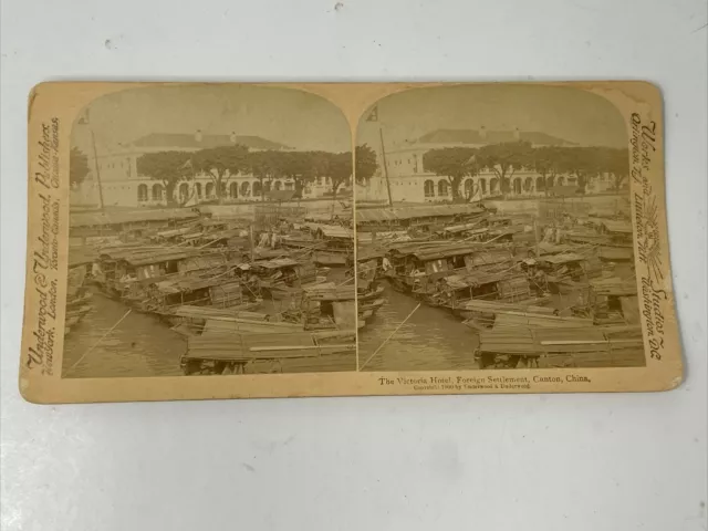 Victoria Hotel Foreign Settlement Canton Guangzhou Kwangchow China Stereoview 2