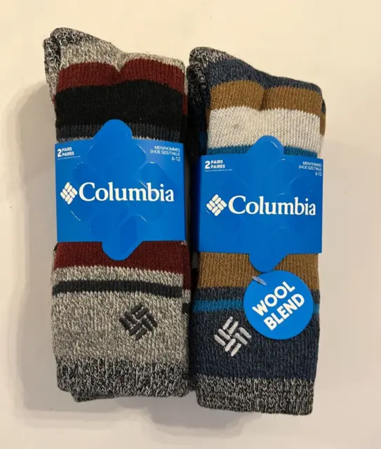 COLUMBIA MEN'S WOOL Blend Thermal Socks 4 Pairs Size 6-12 $24.00 - PicClick