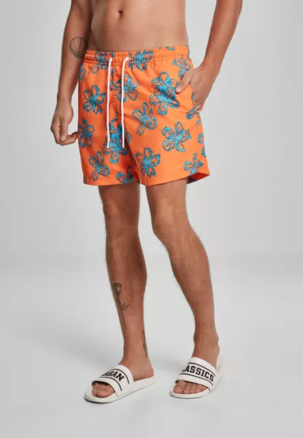 Urban Classics Traje Pantalones Cortos de Baño Hombre Mar Piscina Floral Naranja