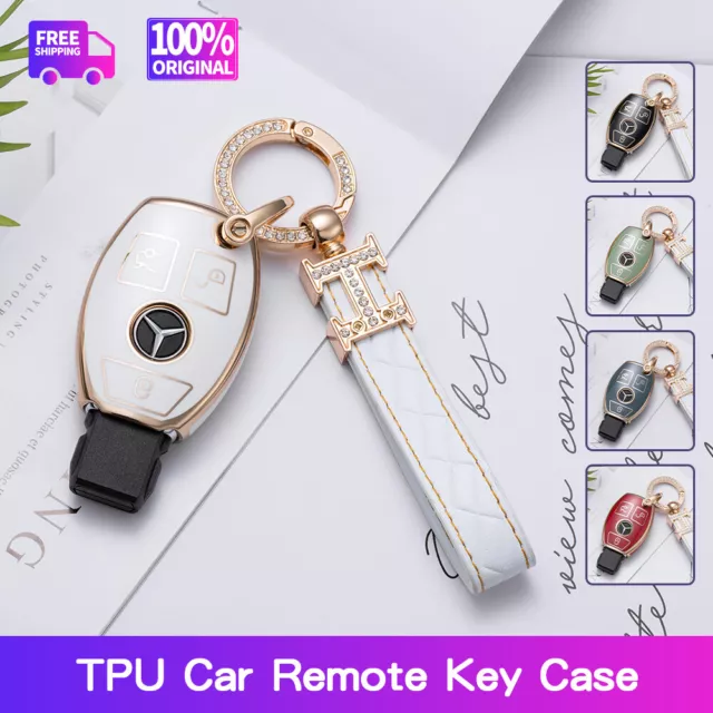 For Mercedes-Benz TPU Smart Car Key Case Cover Keychain Fob Holder Accessories A