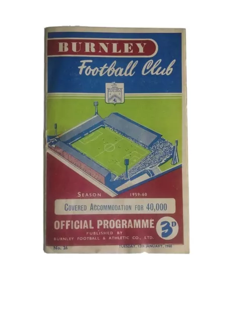 Burnley v Lincoln City 12th January 1960 FA Cup 3rd Round Replay Season 1959/60.