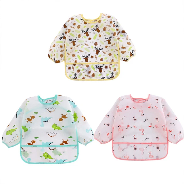 Bavoir bébé imperméable bébé comestible enfants à manches longues tablier autoCS