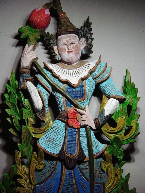 A BURMESE MYTHOLOGICAL NAT SPIRIT WOOD CARVING. MYANMAR 20th C.