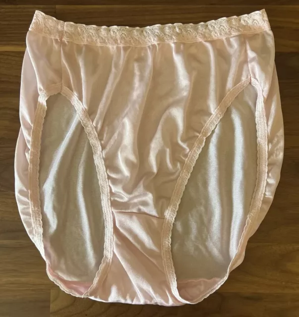 Vintage Hanes Shiny 100% Nylon El Salvador Full Panty Panties Briefs Pink  Size 9