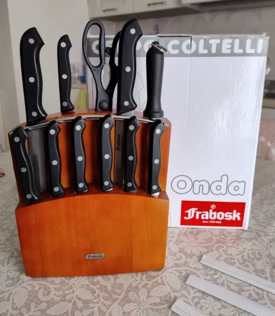 Set coltelli da cucina Frabosk - 11 pezzi in acciaio inox base in legno massello