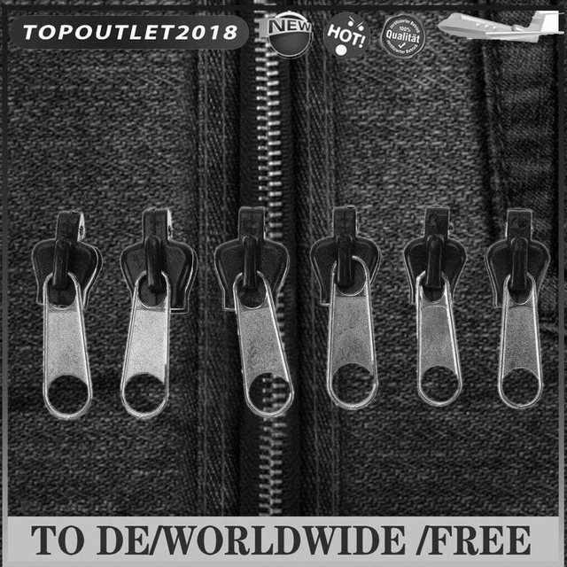 6pcs/set Universal Instant Fix Zipper Repair Kit Replacement Zip Slider