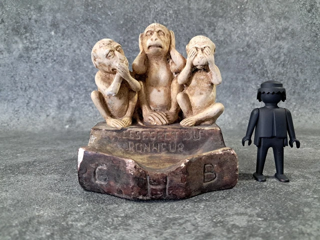 Lot de 3 Singes Sagesse en Résine Or H 17 cm