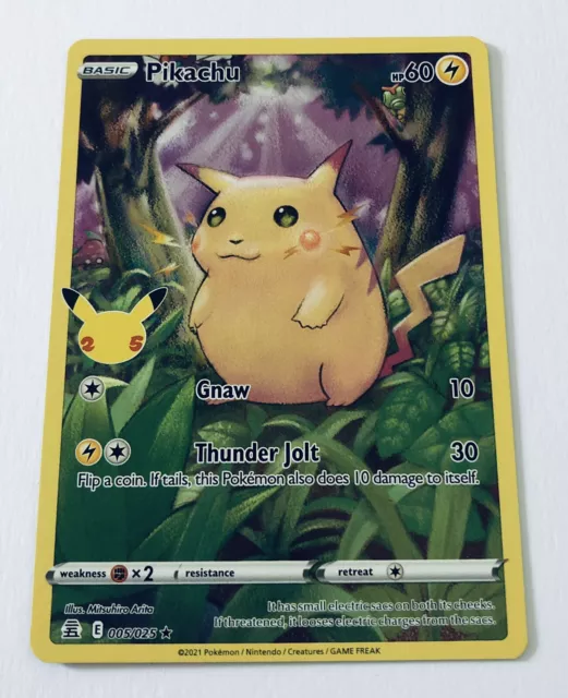  Pokémon Celebrations Pikachu, 25th Anniversary Full Art Rare  Holo + Surprise Card! : Toys & Games