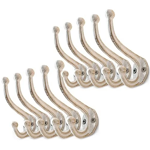 WEBI Rustic Coat Hooks10 Cast Iron Hooks for HangingVintage Towel HookAntique...