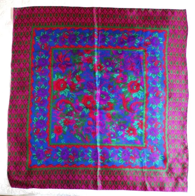 Liz Claiborne Large Square Vintage Vibrant Floral Silk Scarf