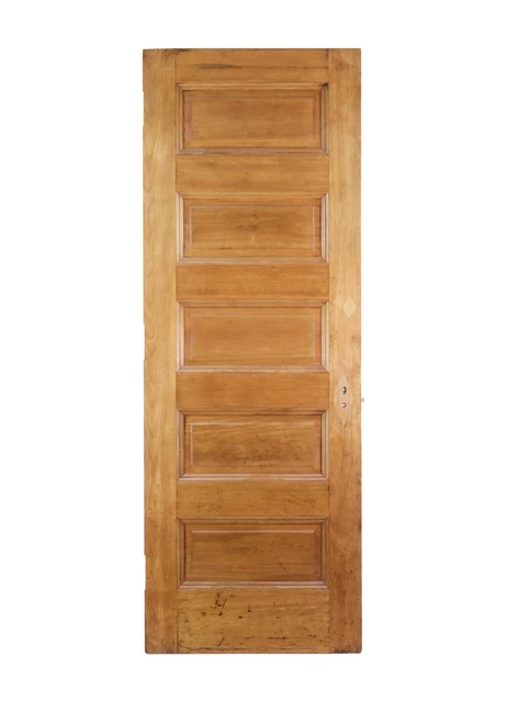 Antique 5 Pane Natural Stain Solid Oak Door 87 x 31.5