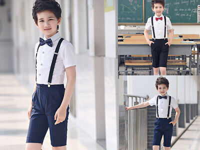 NEW 4Pcs Toddler Boy Kids Formal Short Suit Wedding Party Outfits size 2-12Y