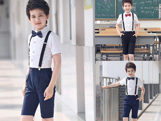 NEW 4Pcs Toddler Boy Kids Formal Short Suit Wedding Party Outfits size 2-12Y