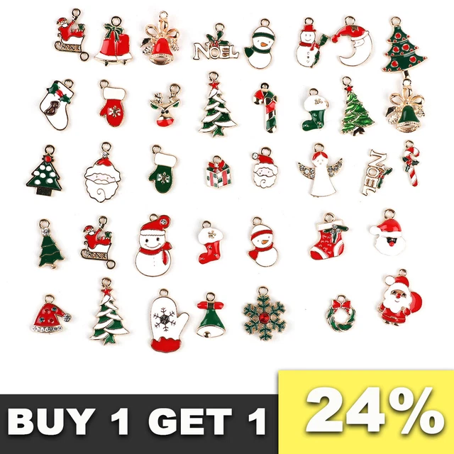 1-38x Christmas Xmas Series Enamel Charms Santa Claus Tree Pendants DIY Jewelry