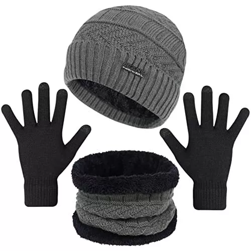 Conjunto de guantes de bufanda de gorro de invierno para hombres y mujeres