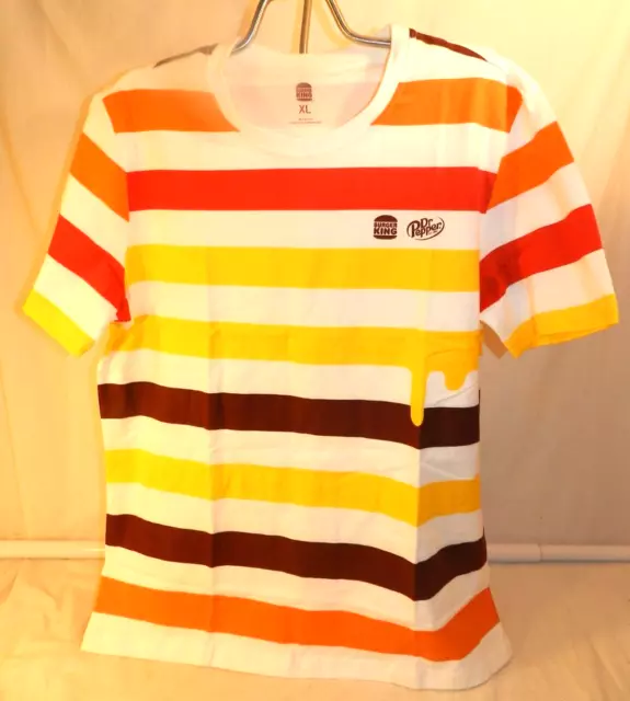 BURGER KING New T Shirt RETRO FUNKY STRIPE Dr Pepper XL Royal Meltness promo